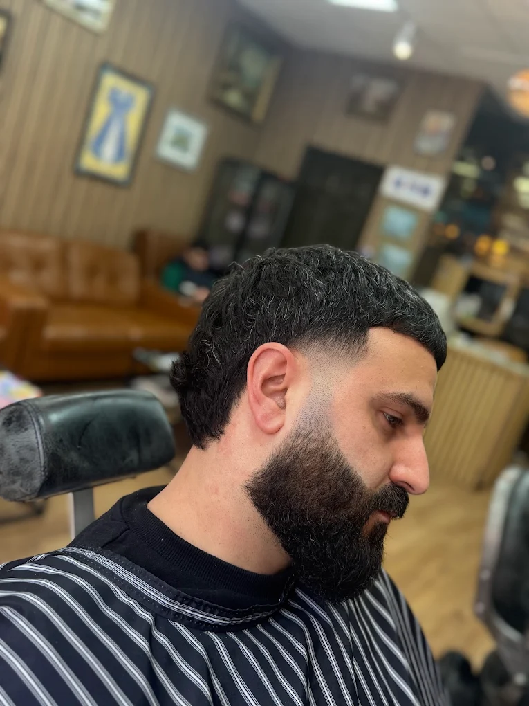 Beard fade and profile finish at The Antique Barbers.